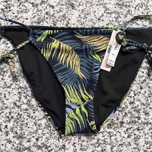 Victoria's Secret Black and Green Leaf Bikini Bottom